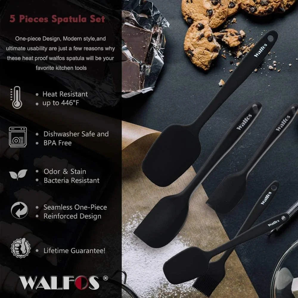 WALFOS Kitchen Utensil Cooking Tools Silicone Spatula Set Spoon Cake Spatulas