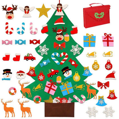 OurWarm DIY Felt Christmas Tree Snowman With Ornaments Fake Christmas Tree