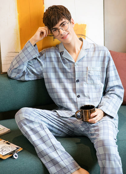 100% Cotton Pajama for Men 2 Pieces Lounge Sleepwear Pyjamas