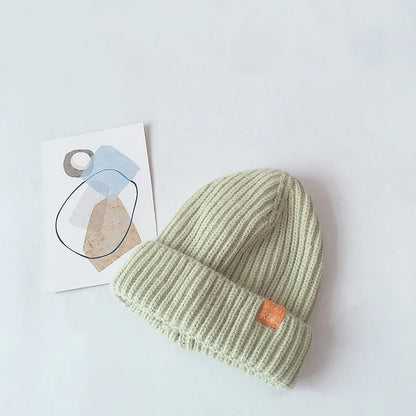 Autumn Winter Solid Color Baby Knitted Hats Kids Girls Boys Beanies Caps