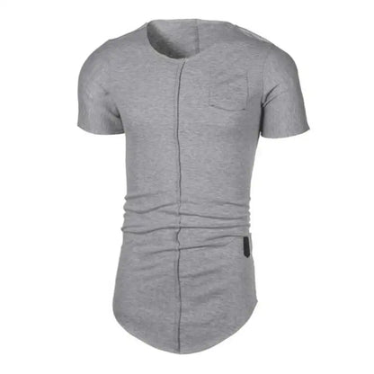 Men Fashion Patchwork T Shirt Short Sleeve Solid Men's T-Shirt