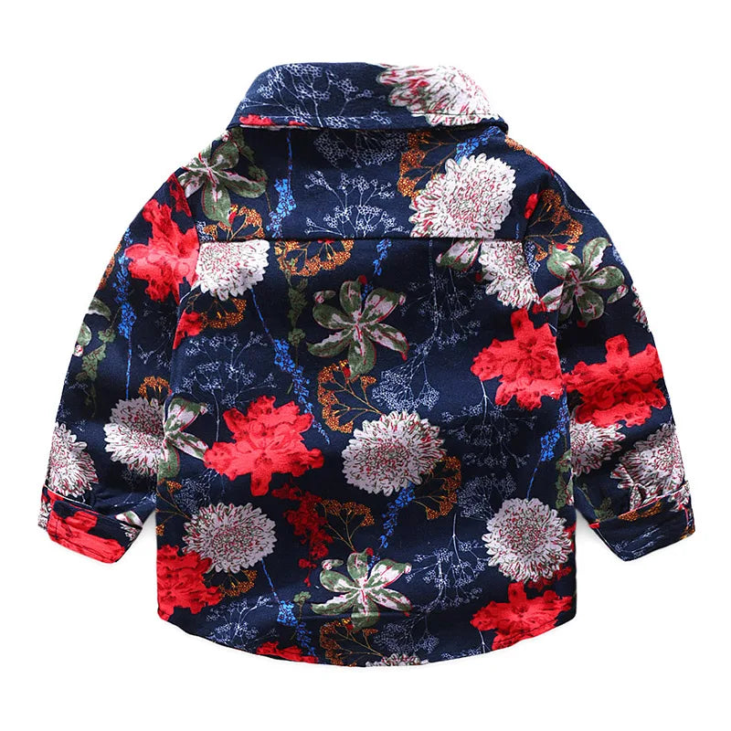 2-11 12 Years Kids Baby Big Flower Print Shirt 2023 Autumn Spring Fashion