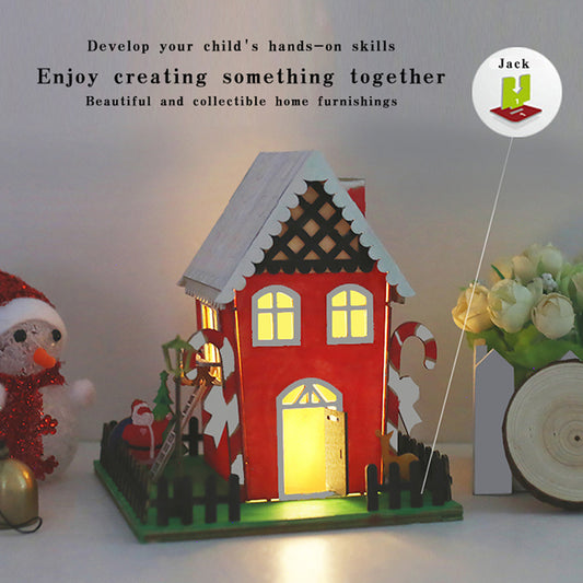 DIY Toys Wooden Puzzles for Kids Colors Painting Christmas House Villas