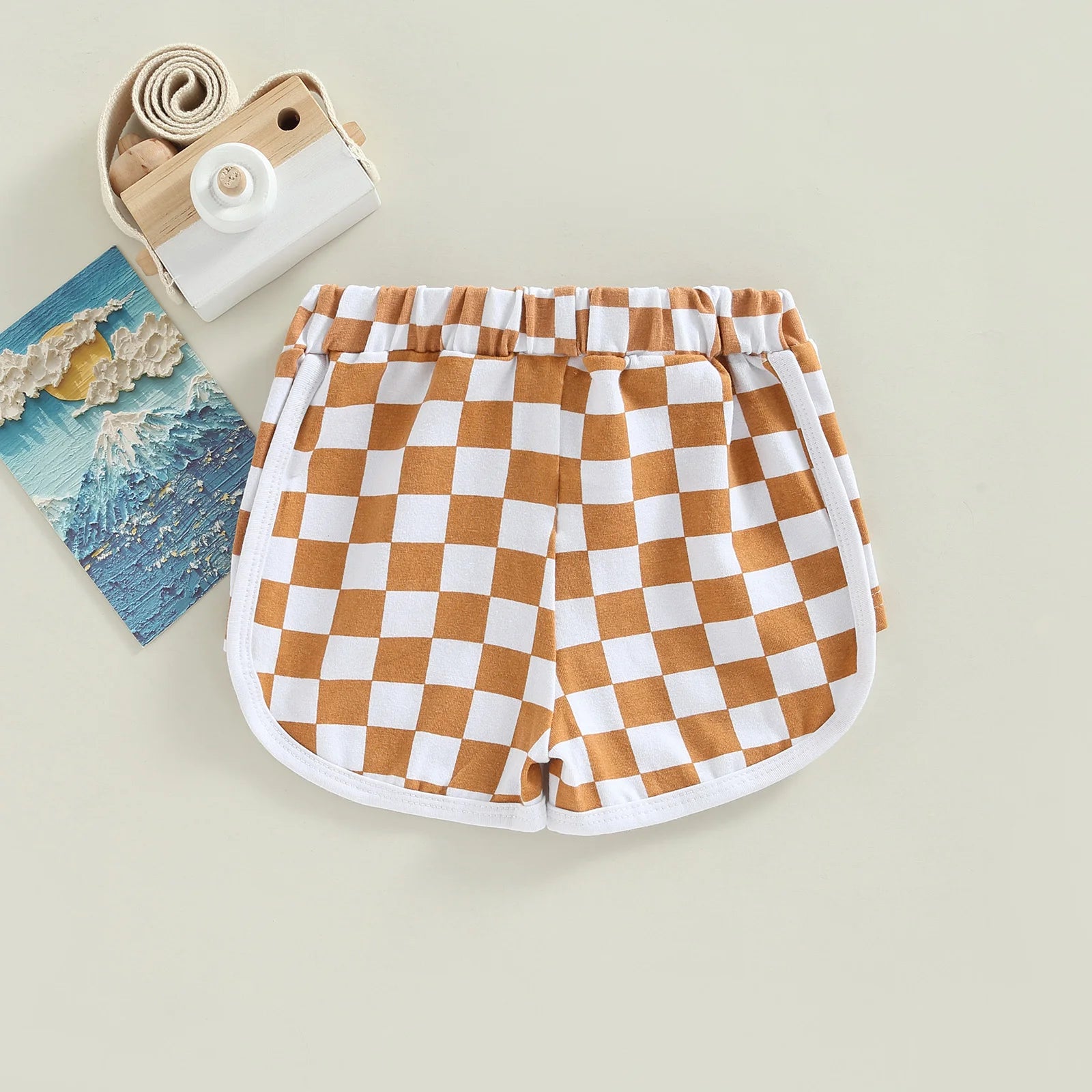 Summer Kid Baby Girls Boys Shorts Checkerboard Print Elastic Waist Short