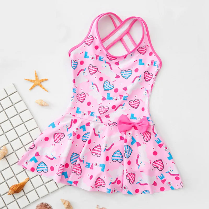 Girls Swimsuit Children Swimwear One-Piece Swimming Skirt Bikini Kids Summer