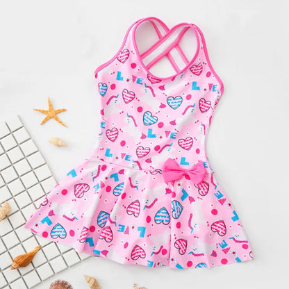 Girls Swimsuit Children Swimwear One-Piece Swimming Skirt Bikini Kids Summer