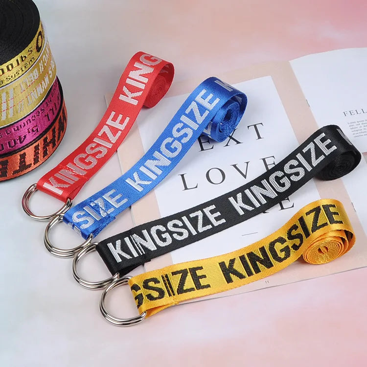 Fashion New Harajuku Unisex Canvas Belt Printing Letter D Ring Double Buckle