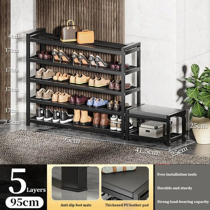 Light Luxury Multi-Layer Shoe Rack Livingroom Entry Hallway Seat Stool Storage