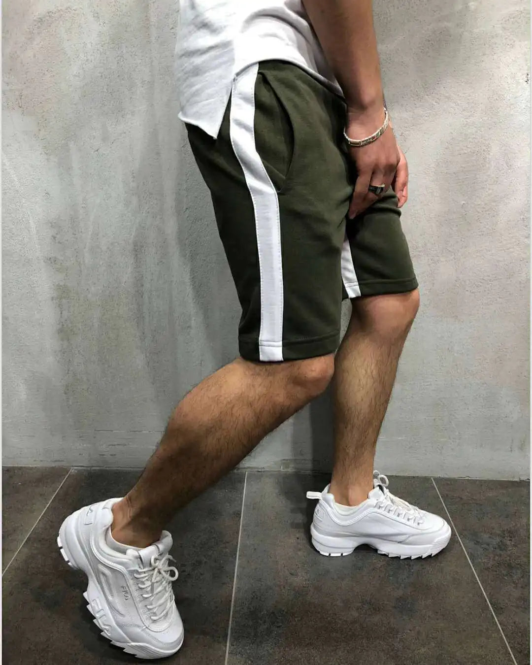 Wholesale Sport Jogger Shorts  Patchwork Stripe Side Casual Mens Shorts Half