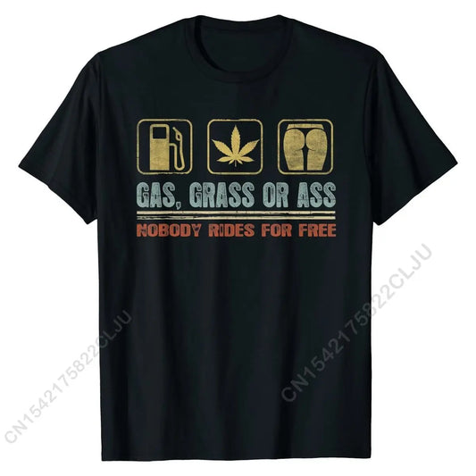 Mens Vintage Gas, Grass or Ass T Shirt Funny Car Guy Shirt Slim Fit Tops