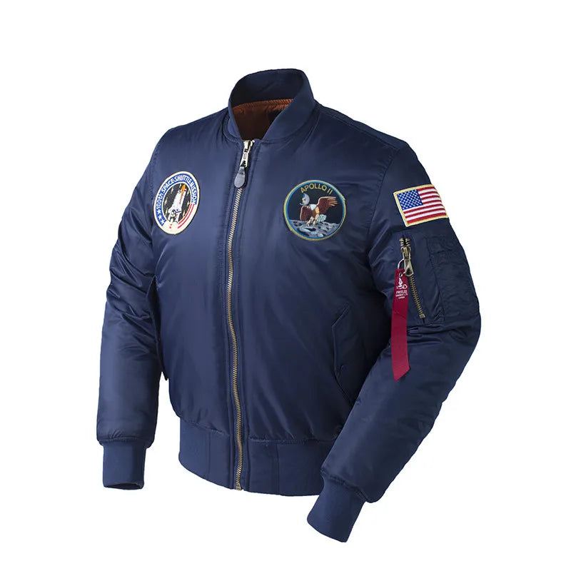 Apollo Winter Thick US Air Force Pilot Flight Jacket Ma-1 Reversible Padding