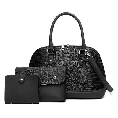 Leyla Womens Handle Bag (3 Piece Set) - Black