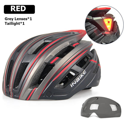 INBIKE Bicycle Helmets for Men With Lights Riding Magnetic Goggle Helmet