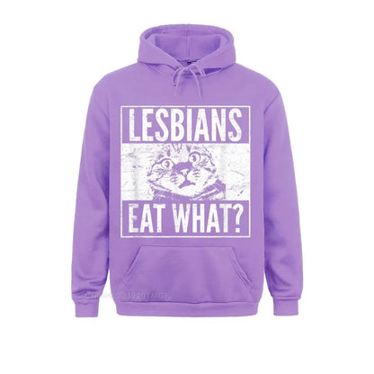 Wholesale Funny Lesbians Eat What Cat Kitten LGBT Humor Hoodie Sweatshirts