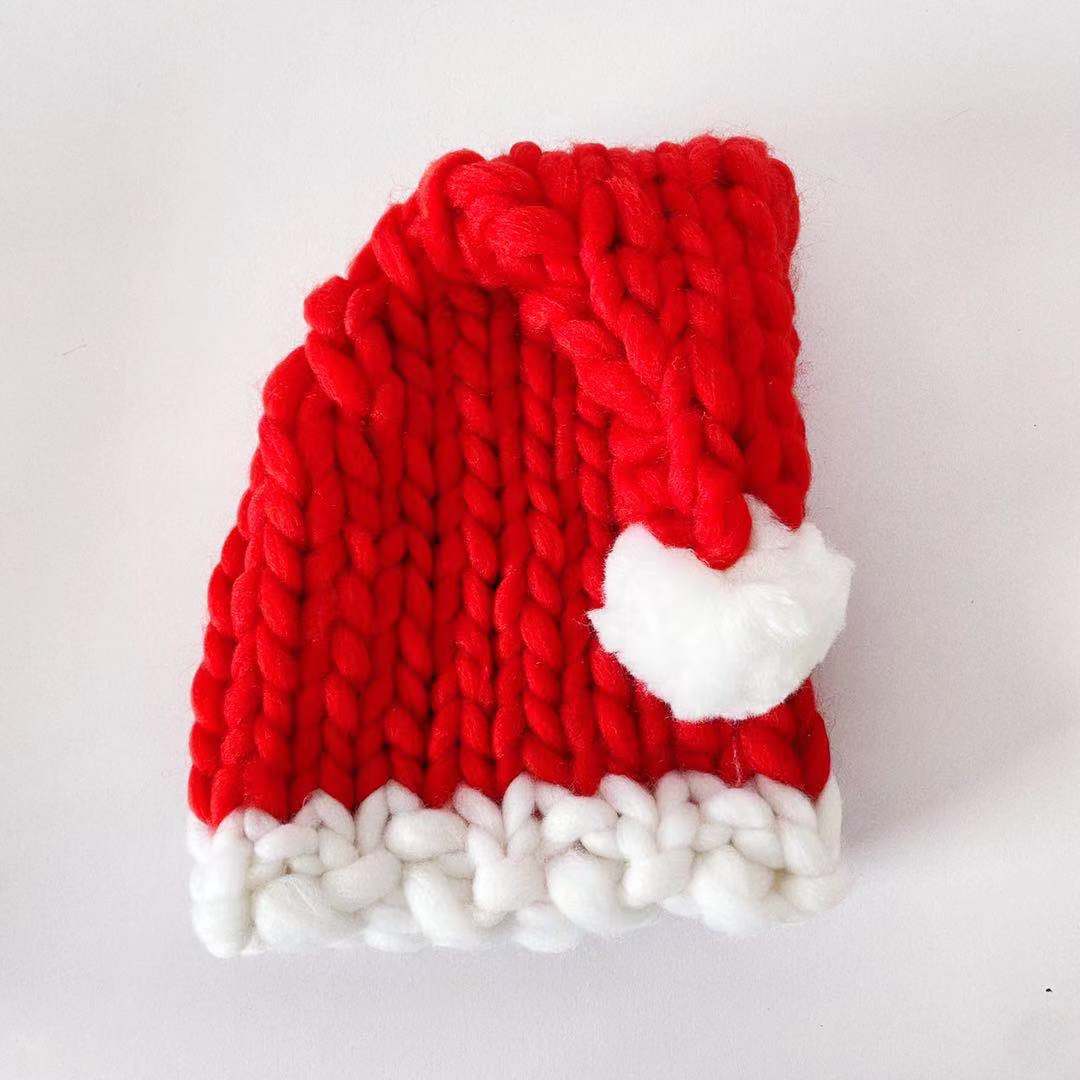 Luxury Christmas Hat Warm Chunky Knit Beanie Handmade Long Tail Knit