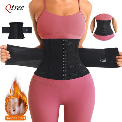 Qtree Waist Trainer for Women Hourglass Underbust Body Shaper With 7 Steel Bones