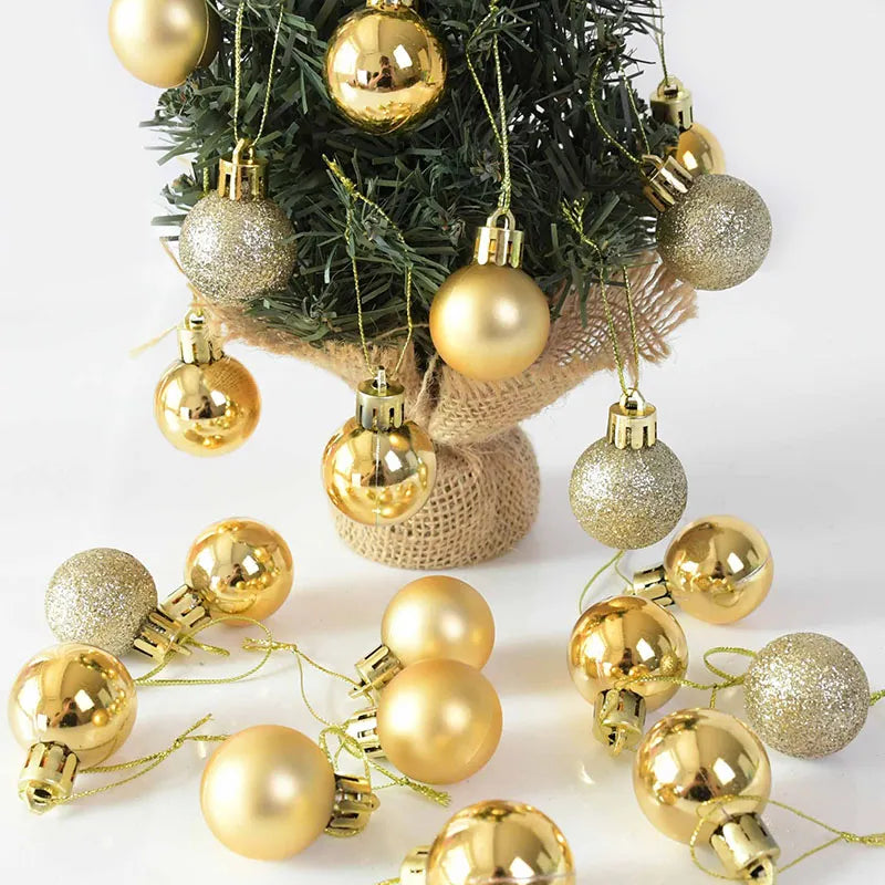 3cm 24pcs New Year Balls Decorations for Tree Hanging Bauble Ball New Year