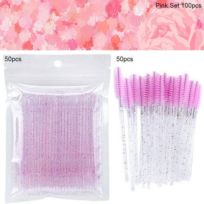 Eyelash Brushes 100pcs Eyebrow Tools Crystal Microbrush for Eyelashes Mascara