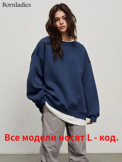 Bornladies Oversized Hoodies & Sweatshirts for Women Autumn Winter Thick Warm