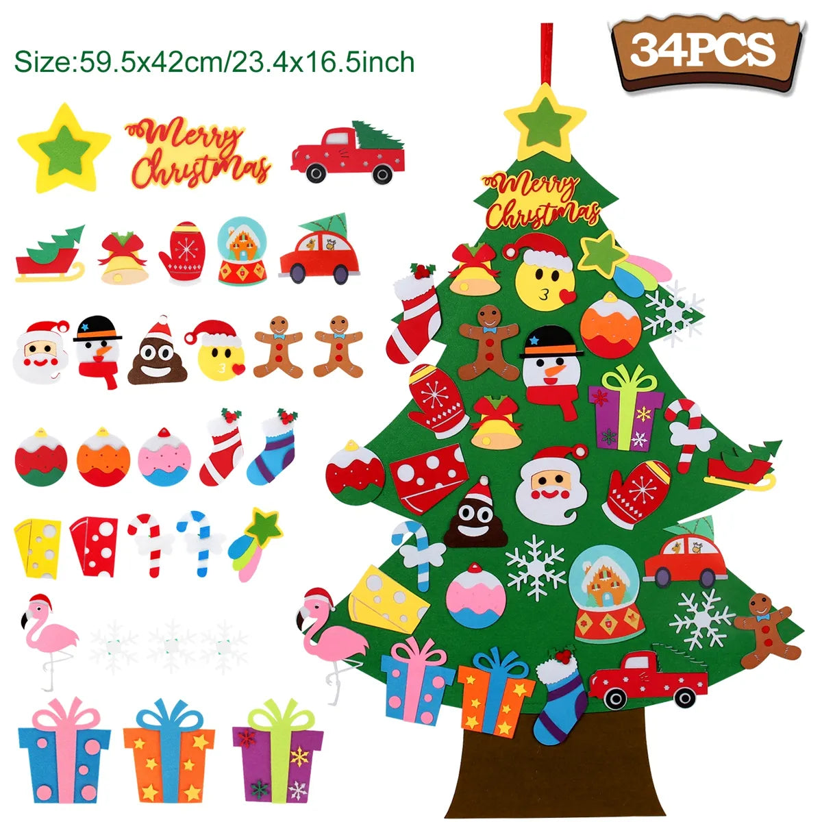 Kids DIY Felt Christmas Tree Merry Christmas Decorations for Home 2024