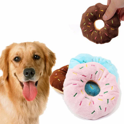 Soft Dog Donuts Plush Pet Dog Toys for Dogs Chew To