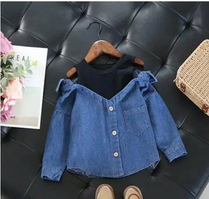 Little Girls Blouse Shirt Casual Jeans Fall Toddler Baby Girls Denim