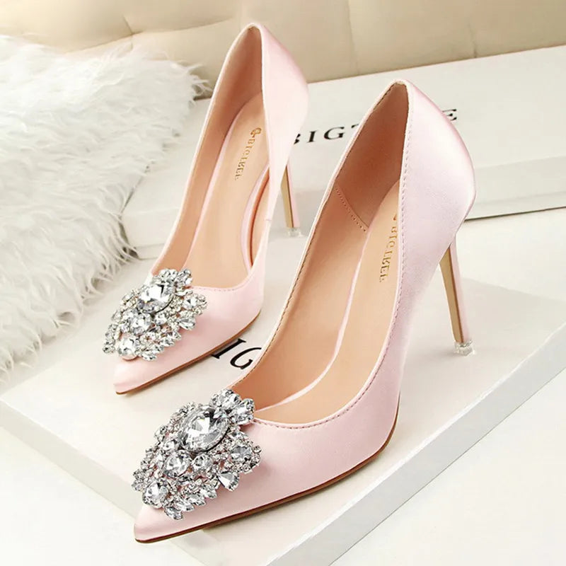 BIGTREE Shoes Rhinestone Women Pumps Stiletto Women Shoes Sexy High Heels