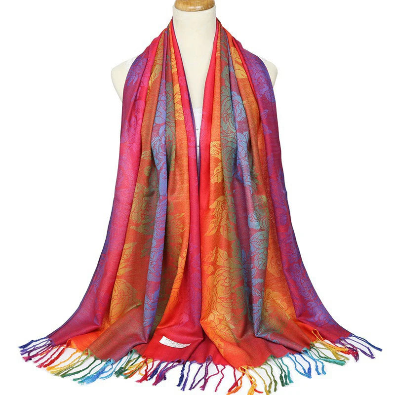 Fashion Jacquard Autumn and Winter Cotton Woman Scarf Pashmina Shawl Long