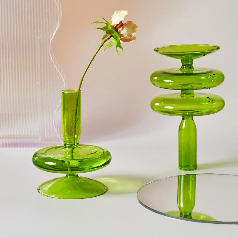 Lazzy House Candle Holders Decoration Wedding Nordic Green Glass Candlestick