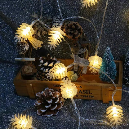 1.5M Pine Cones Snowflake LED String Lights Fairy Led Garland New Year