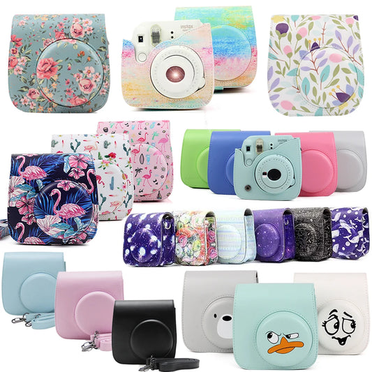 Fujifilm Instax Mini Camera Case Bag PU Leather Cover With Shoulder Strap