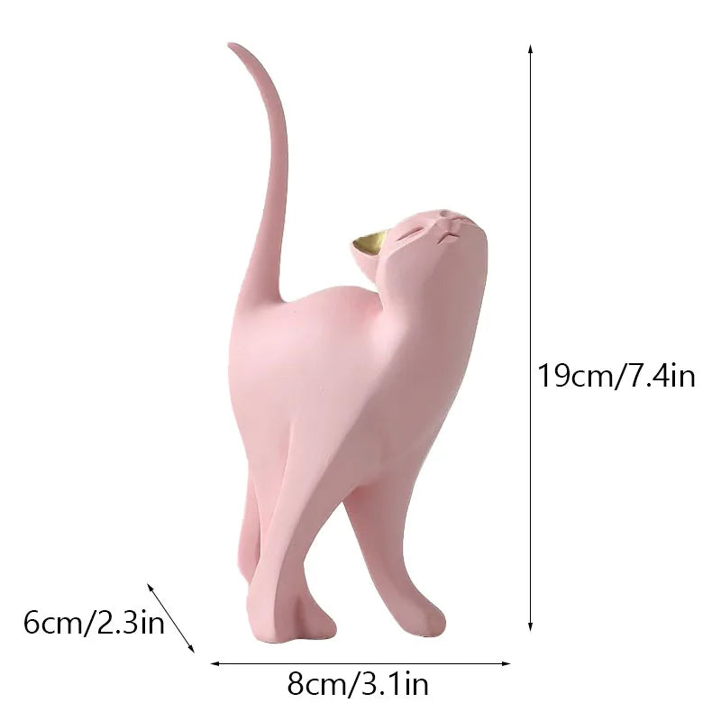 Vilead Pink Cat Sculptures Dressing Table Decoration Accessories Home