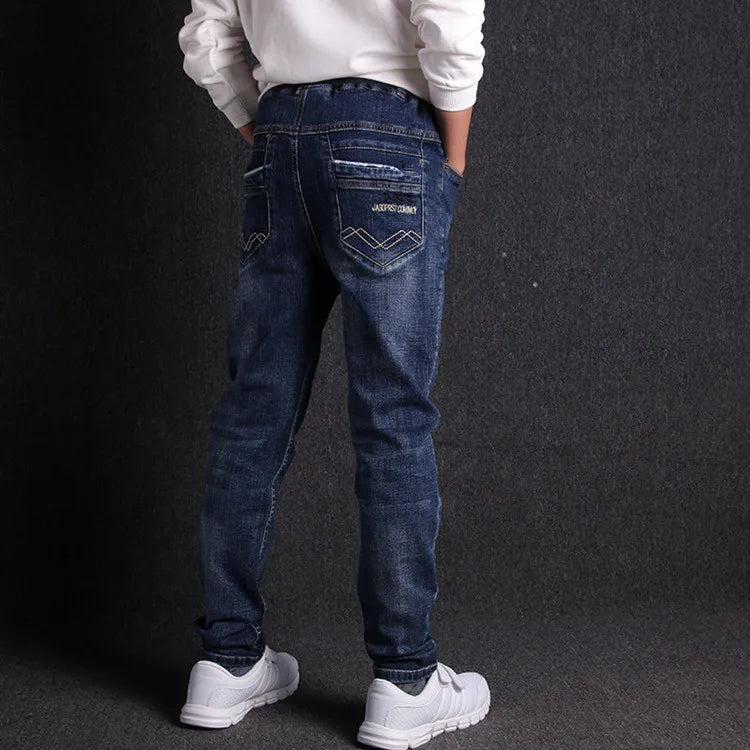 Jeans for Boys Fashion Casual 100% Cotton Elastic Children's