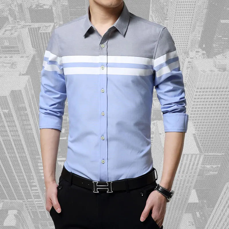 BROWON 2024 Fashion Mens Shirts Brand Clothing Slim Fit Male Long Sleeve Shirt