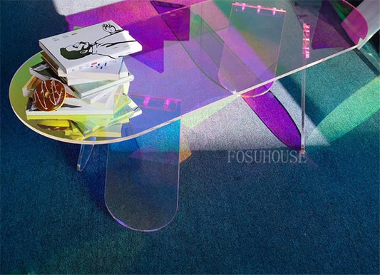 Nordic Coffee Table Colorful Acrylic Modern Round Transparent Plastic Tables