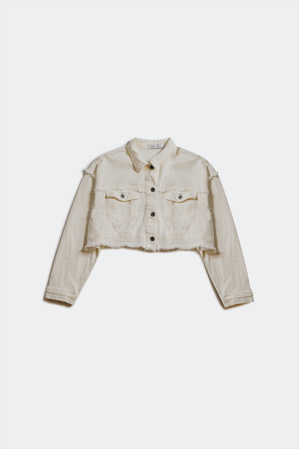 Cropped Denim Trucker Jacket in White