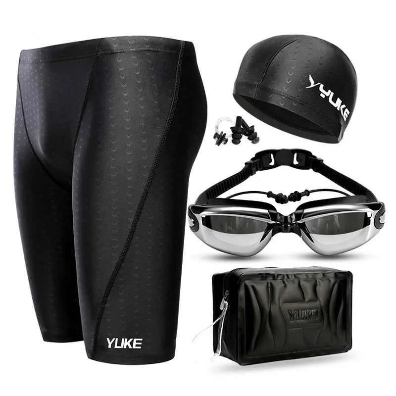 YUKE Men Swimming Trunks Shorts Competition Swim Equipment Goggles With Ear-Plug