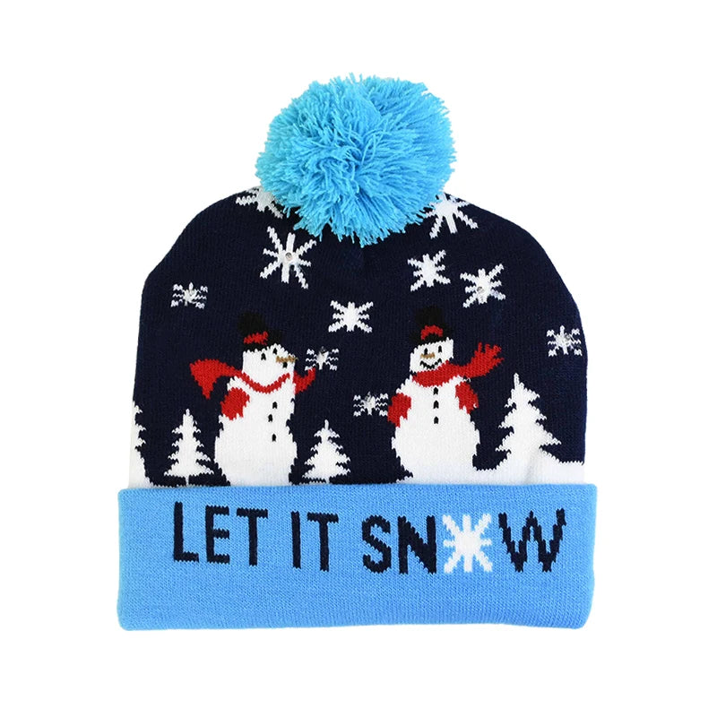 LED Christmas Hat Sweater Knitted Beanie Christmas Light Up Knitted Hat