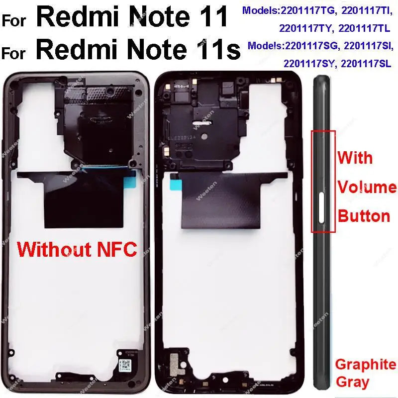 Middle Frame Housing for Xiaomi Redmi Note 11 Note 11S 4G Middle Cover Bezel