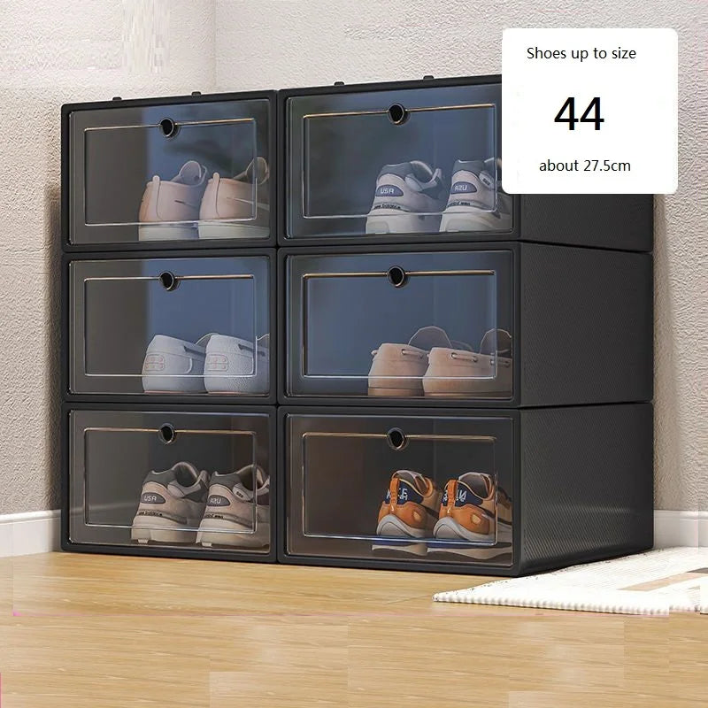 6pc Transparent Plastic Shoe Box Organizer Home Doorway Simple Shoe Rack Storage