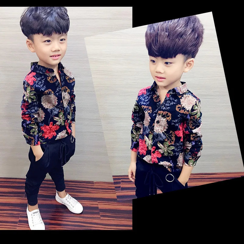 Boys Shirt Children's Clothing New 2022 Spring and Autumn Long-Sleeved Shirt