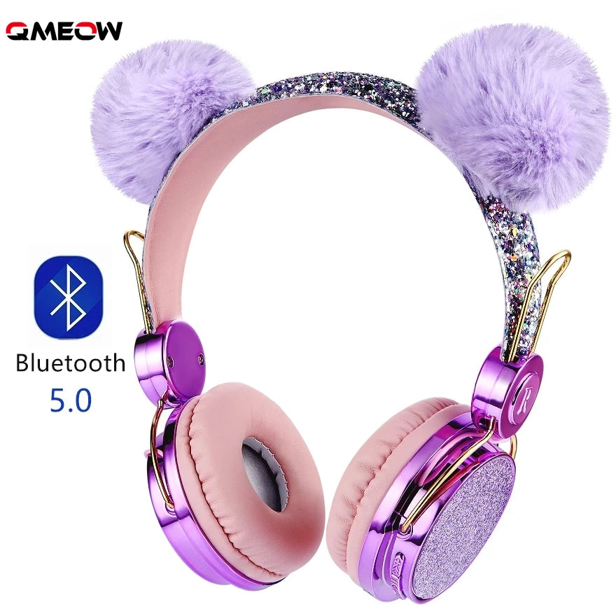 Bluetooth Cute Kids Wireless Headphone With Microphone Girls 3.5mm