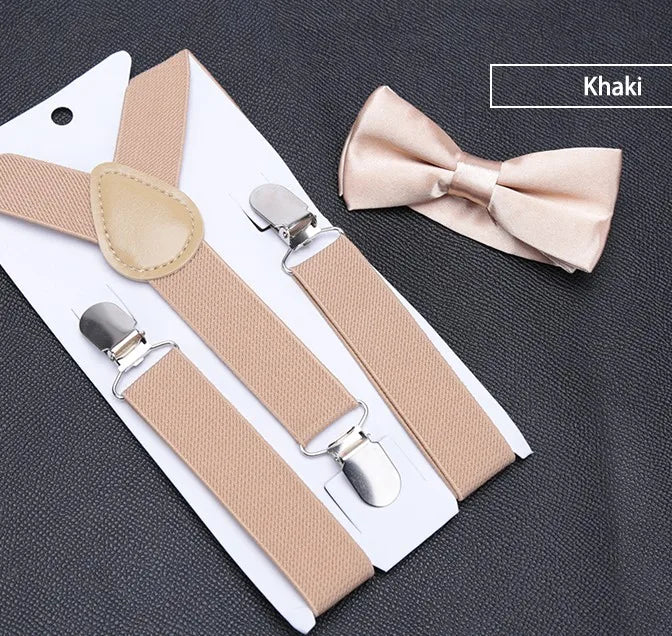 Kids Suspenders With Bowtie Fashion Children Bow Tie Set Boys Suspenders