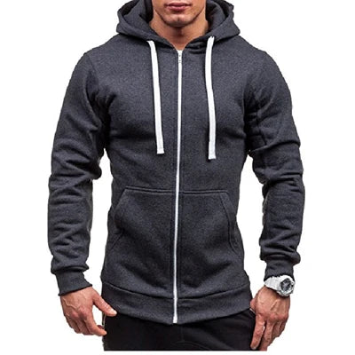 DIMUSI Mens Hoodies Fashion Mens Solid Color Sweatshirt Slim Jackets Mens