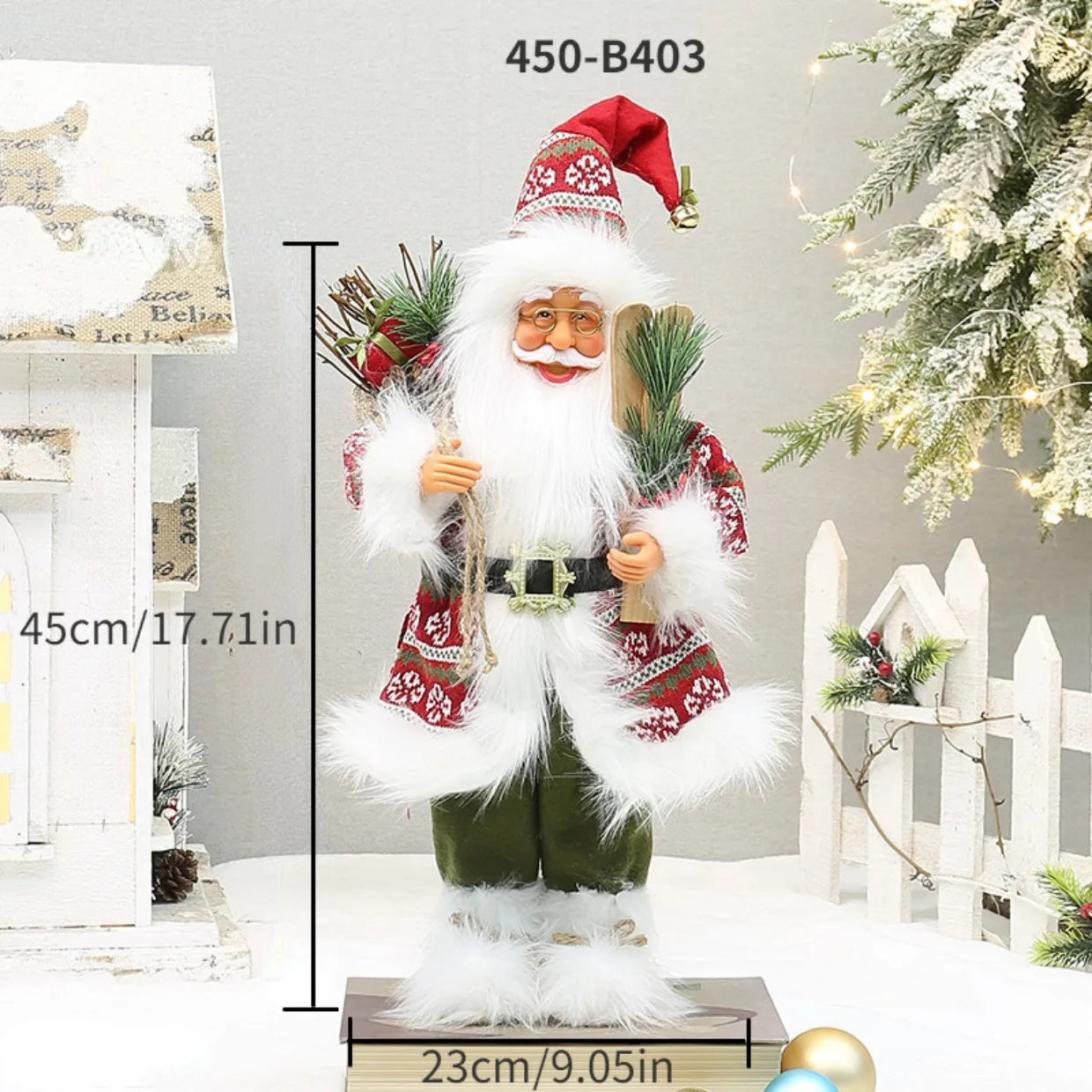 Santa Doll Red Plaid Christmas Pendant 2023 Happy Christmas Tree Decoration