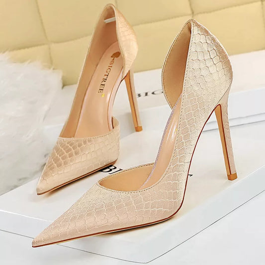 BIGTREE Shoes New Snake Pattern Women Pumps Sexy High Heels Party Shoes