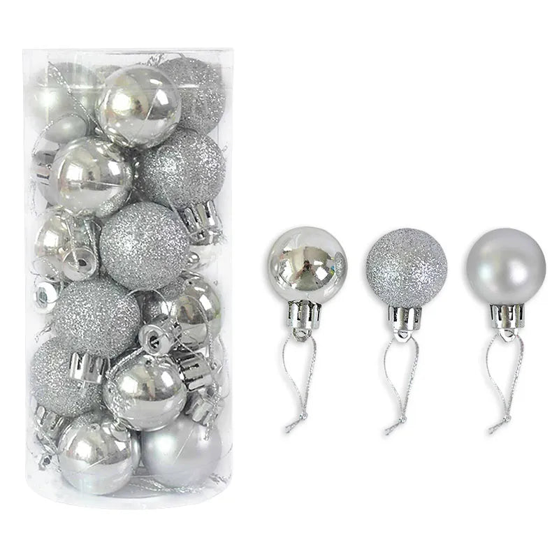 3cm 24pcs New Year Balls Decorations for Tree Hanging Bauble Ball New Year