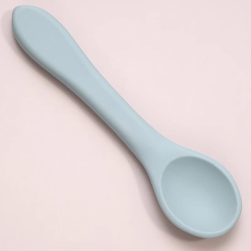 Silicone Spoon Feeding Baby Spoons Toddler Flatware Candy Color Spoon for Kids