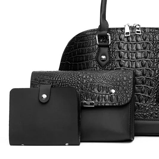 Leyla Womens Handle Bag (3 Piece Set) - Black