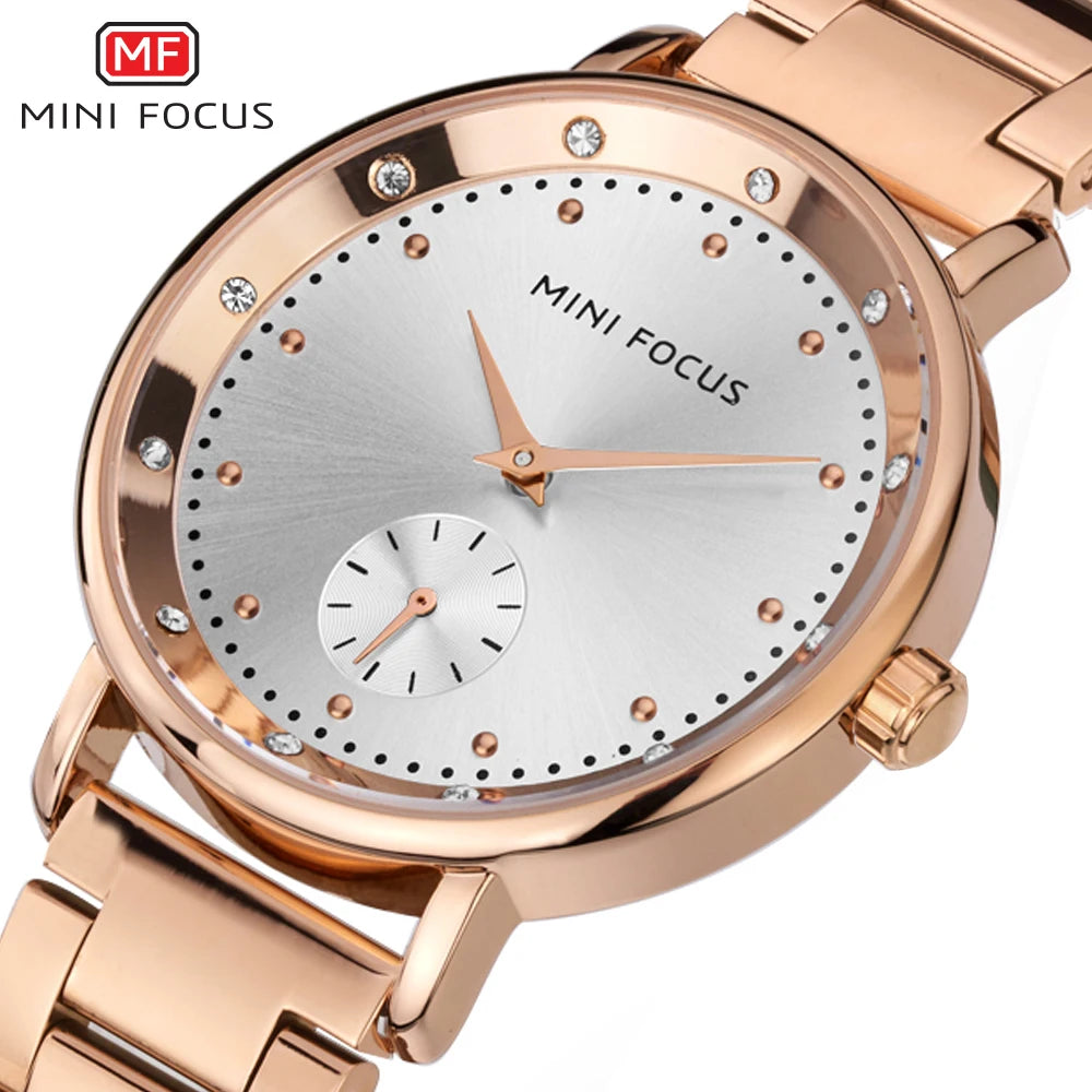 MINI FOCUS Rose Gold Watch Women Quartz Watches Ladies Top Brand